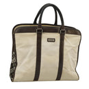 BURBERRY Black label Hand Bag Canvas White Silver Auth ti2347-1