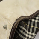 BURBERRY Black label Hand Bag Canvas White Silver Auth ti2347-23
