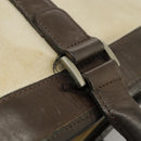 BURBERRY Black label Hand Bag Canvas White Silver Auth ti2347-24