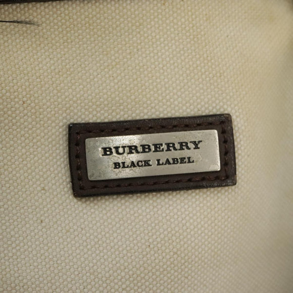 BURBERRY Black label Hand Bag Canvas White Silver Auth ti2347