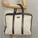 BURBERRY Black label Hand Bag Canvas White Silver Auth ti2347-38