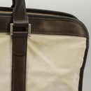 BURBERRY Black label Hand Bag Canvas White Silver Auth ti2347-3