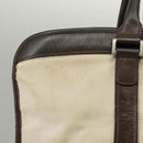 BURBERRY Black label Hand Bag Canvas White Silver Auth ti2347-14