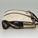BURBERRY Black label Hand Bag Canvas White Silver Auth ti2347-6