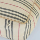 BURBERRY Tote Bag Canvas Leather Beige Ivory Silver Auth ti2348-9