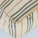 BURBERRY Tote Bag Canvas Leather Beige Ivory Silver Auth ti2348-14