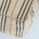 BURBERRY Tote Bag Canvas Leather Beige Ivory Silver Auth ti2348-16