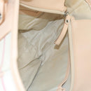 BURBERRY Tote Bag Canvas Leather Beige Ivory Silver Auth ti2348-17