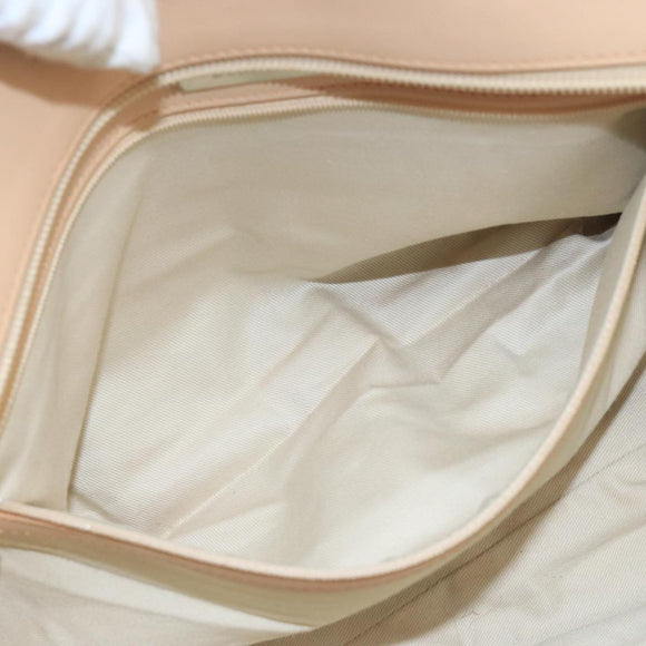 BURBERRY Tote Bag Canvas Leather Beige Ivory Silver Auth ti2348