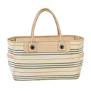 BURBERRY Tote Bag Canvas Leather Beige Ivory Silver Auth ti2348-13