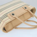 BURBERRY Tote Bag Canvas Leather Beige Ivory Silver Auth ti2348-6