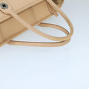 BURBERRY Tote Bag Canvas Leather Beige Ivory Silver Auth ti2348-7