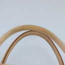 BURBERRY Tote Bag Canvas Leather Beige Ivory Silver Auth ti2348-8