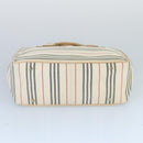BURBERRY Tote Bag Canvas Leather Beige Ivory Silver Auth ti2348-5