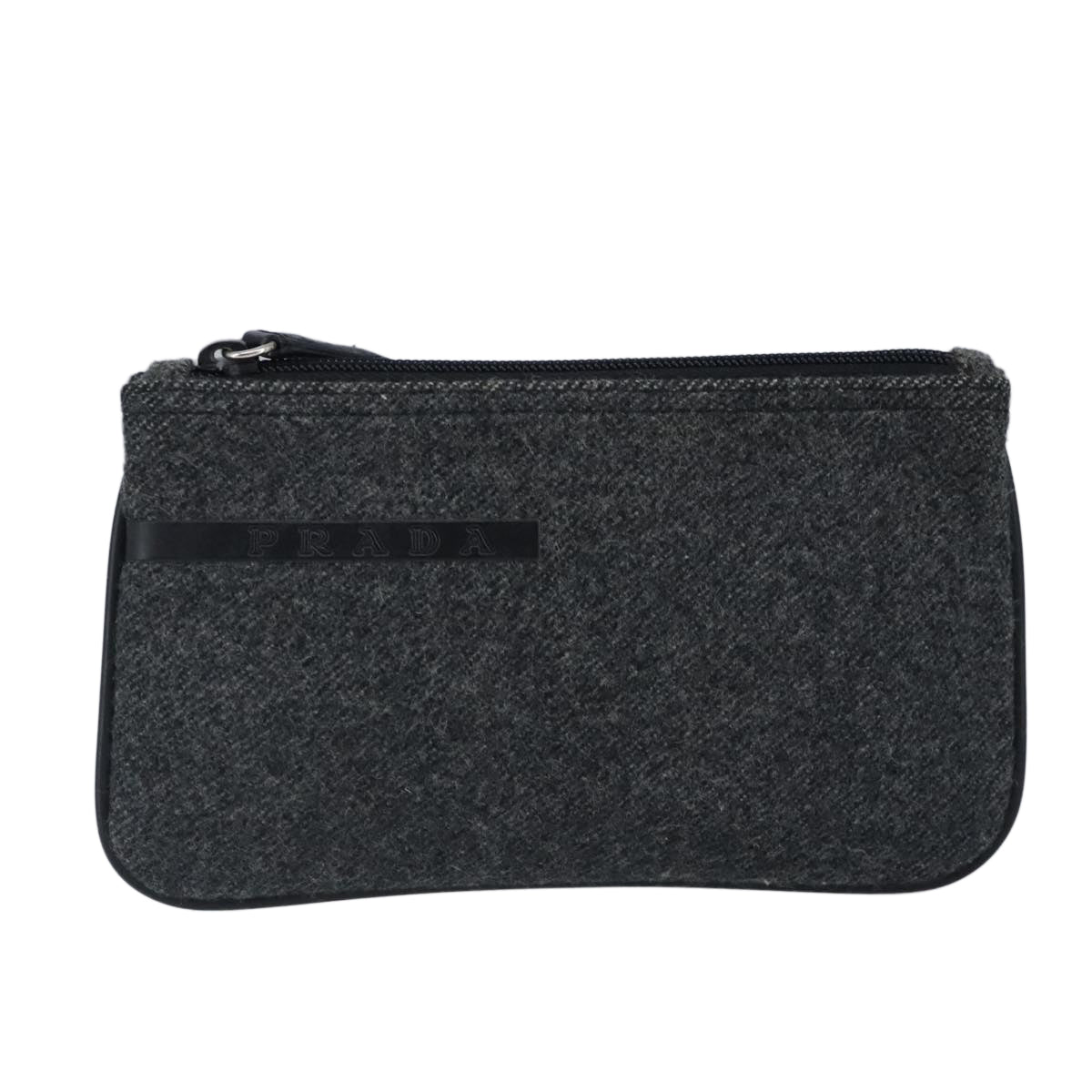 PRADA Pouch Wool Black Auth ti2350