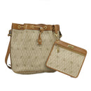 Christian Dior Honeycomb Canvas Shoulder Bag PVC Leather Beige Gold Auth ti2353-1