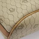 Christian Dior Honeycomb Canvas Shoulder Bag PVC Leather Beige Gold Auth ti2353-15
