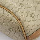 Christian Dior Honeycomb Canvas Shoulder Bag PVC Leather Beige Gold Auth ti2353-16