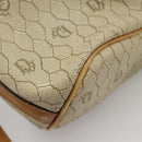 Christian Dior Honeycomb Canvas Shoulder Bag PVC Leather Beige Gold Auth ti2353-17