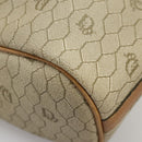 Christian Dior Honeycomb Canvas Shoulder Bag PVC Leather Beige Gold Auth ti2353-18