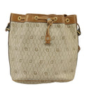 Christian Dior Honeycomb Canvas Shoulder Bag PVC Leather Beige Gold Auth ti2353-13