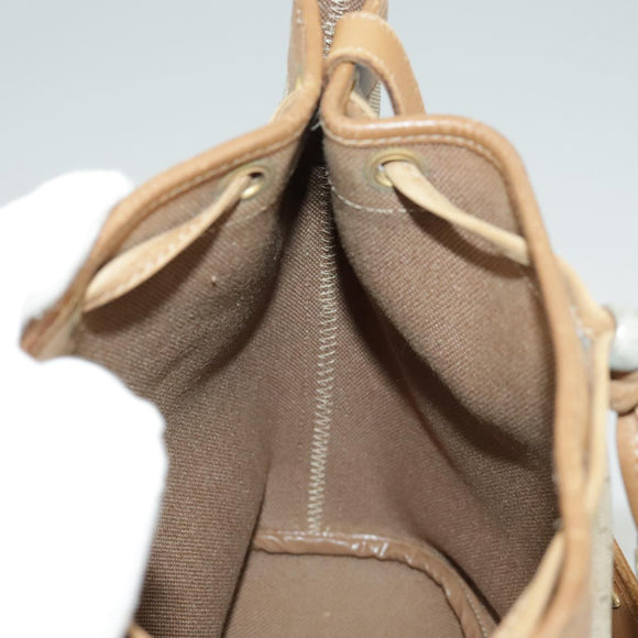 Christian Dior Honeycomb Canvas Shoulder Bag PVC Leather Beige Gold Auth ti2353