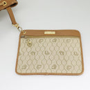 Christian Dior Honeycomb Canvas Shoulder Bag PVC Leather Beige Gold Auth ti2353-21