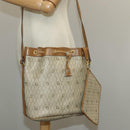 Christian Dior Honeycomb Canvas Shoulder Bag PVC Leather Beige Gold Auth ti2353-27