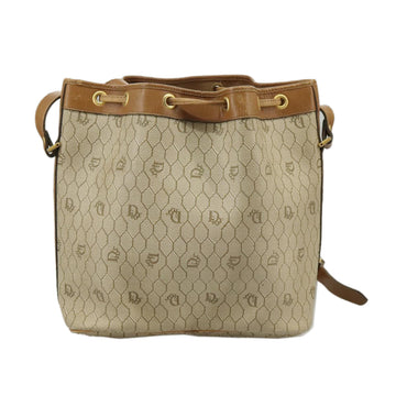 Christian Dior Honeycomb Canvas Shoulder Bag PVC Leather Beige Gold Auth ti2353 - 0