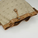 Christian Dior Honeycomb Canvas Shoulder Bag PVC Leather Beige Gold Auth ti2353-6