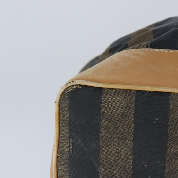 FENDI Pecan Canvas Boston Bag Coated Canvas Khaki Brown Auth ti2355