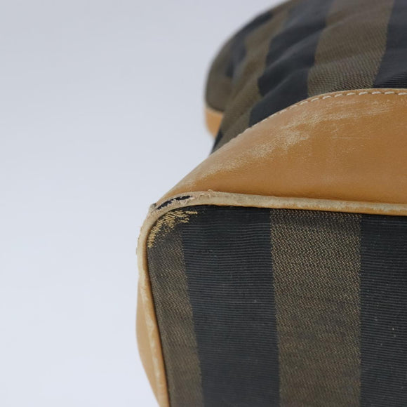 FENDI Pecan Canvas Boston Bag Coated Canvas Khaki Brown Auth ti2355