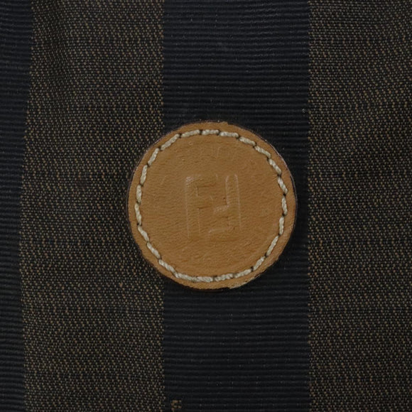 FENDI Pecan Canvas Boston Bag Coated Canvas Khaki Brown Auth ti2355