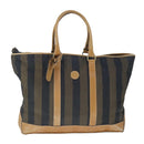 FENDI Pecan Canvas Boston Bag Coated Canvas Khaki Brown Auth ti2355-13