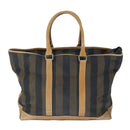 FENDI Pecan Canvas Boston Bag Coated Canvas Khaki Brown Auth ti2355-2
