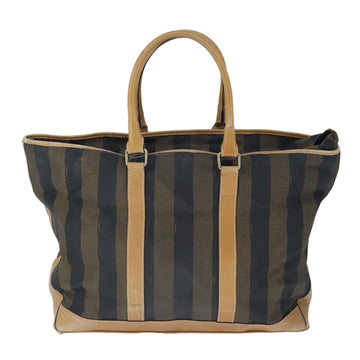 FENDI Pecan Canvas Boston Bag Coated Canvas Khaki Brown Auth ti2355 - 0