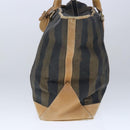 FENDI Pecan Canvas Boston Bag Coated Canvas Khaki Brown Auth ti2355-4