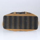 FENDI Pecan Canvas Boston Bag Coated Canvas Khaki Brown Auth ti2355-5