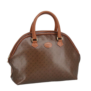 BALLY Hand Bag Coated Canvas Gold Brown Auth ti2357