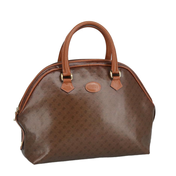 BALLY Hand Bag Coated Canvas Gold Brown Auth ti2357