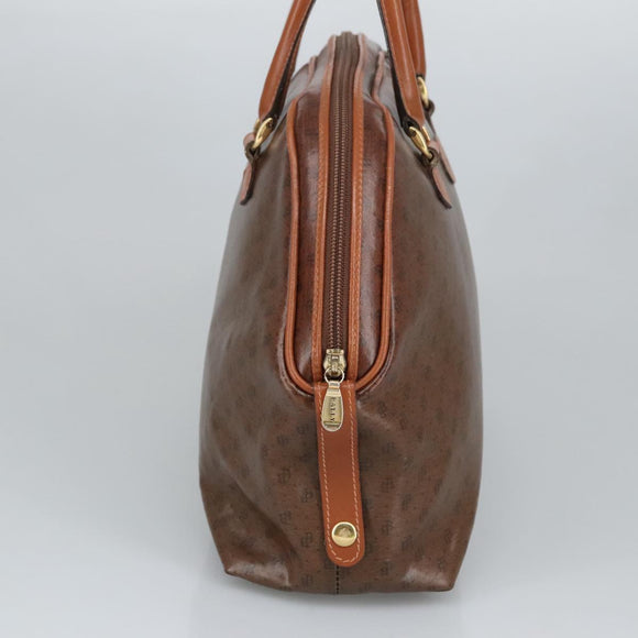 BALLY Hand Bag Coated Canvas Gold Brown Auth ti2357