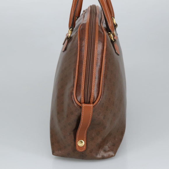 BALLY Hand Bag Coated Canvas Gold Brown Auth ti2357