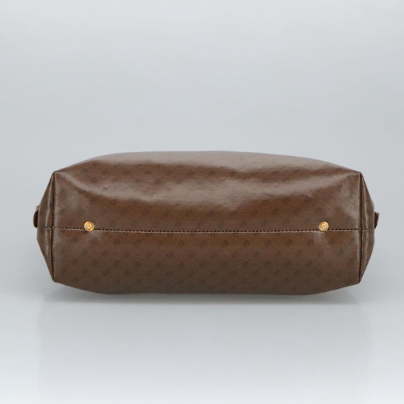 BALLY Hand Bag Coated Canvas Gold Brown Auth ti2357