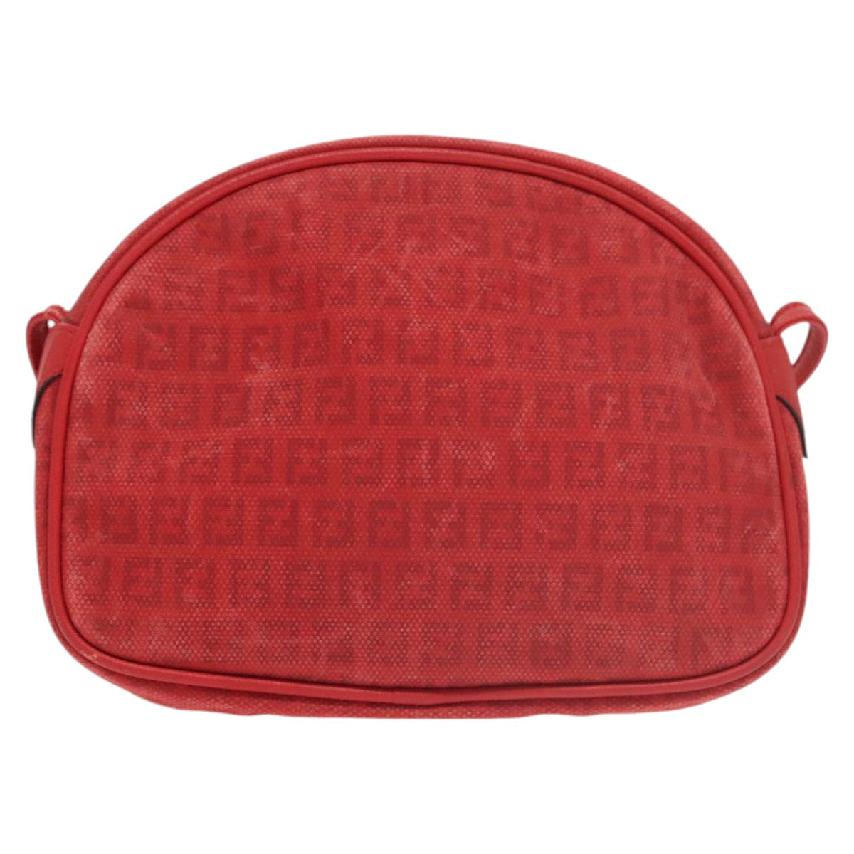 FENDI Zucchino Canvas Shoulder Bag Coated Canvas Red Auth ti2358 - 0