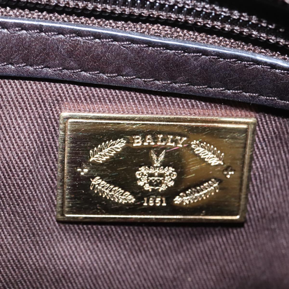 BALLY Tote Bag Canvas Leather Green Dark Brown Gold Auth ti2360