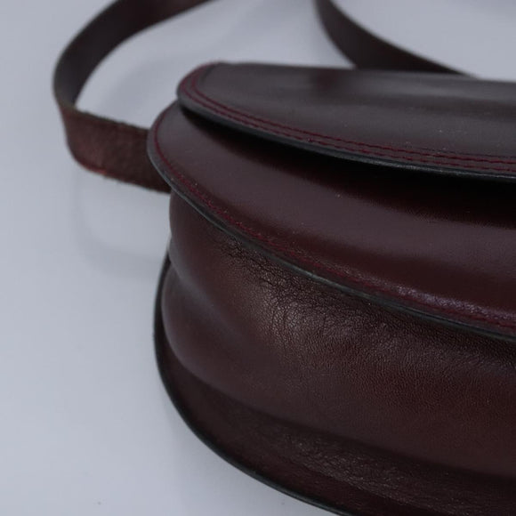 BALLY Shoulder Bag Leather Wine Red Auth ti2361