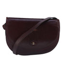 BALLY Shoulder Bag Leather Wine Red Auth ti2361-1