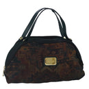 BALLY Hand Bag Canvas Green Brown Auth ti2363-1