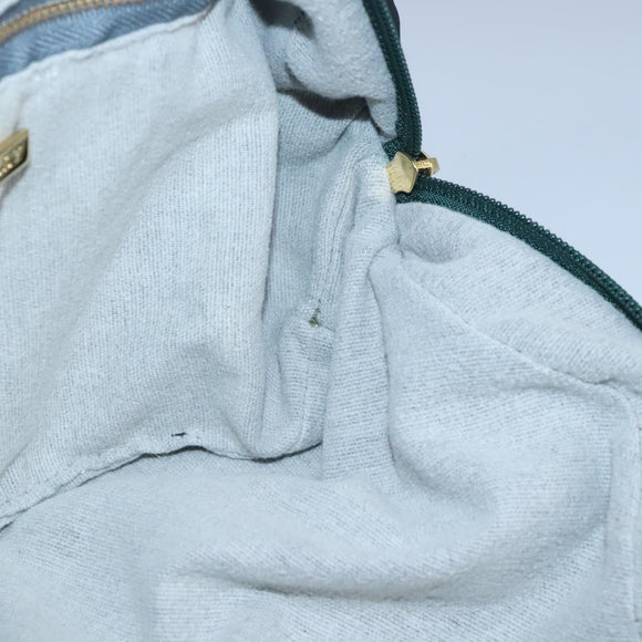 BALLY Hand Bag Canvas Green Brown Auth ti2363