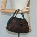 BALLY Hand Bag Canvas Green Brown Auth ti2363-22